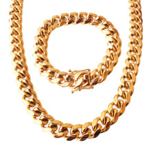 Moda personalizada 8/10/12/14mm de hip -hop jóias de aço inoxidável Miami pingente de torneira cubana colar e pulseira de fivela e pulseira